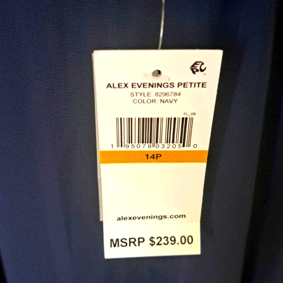 Alex Evening 14 Petite Empire Waist Sequin aline with cascade style 8296784 NWT - Picture 8 of 12